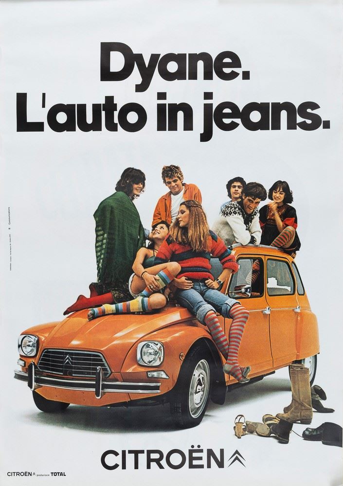 Anonimo : Dyane, l'auto in jeans - Citroën  - Asta Pop Culture e Manifesti - Cambi Casa d'Aste