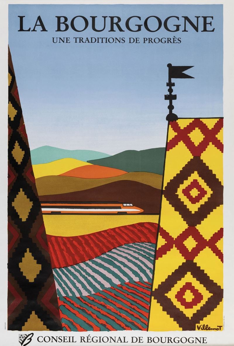 Bernard Villemot : La Bourgogne  - Asta Manifesti d'Epoca - Cambi Casa d'Aste
