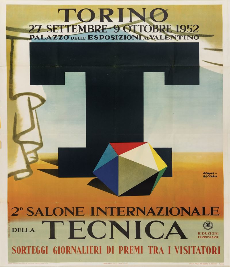 Beccaria, Genova : Salone Internazionale della Tecnica 1952, Torino - ENIT  - Auction Vintage Posters - Cambi Casa d'Aste