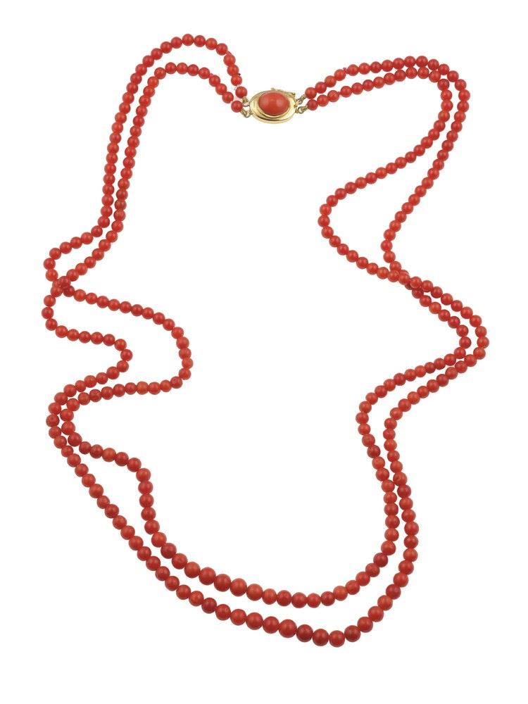 Coral necklace with gold clasp  - Auction Jewels - Cambi Casa d'Aste