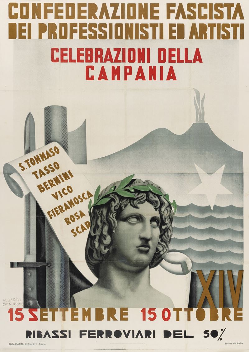 Alberto Chiancone : Celebrazioni della Campania 1936  - Asta Manifesti d'Epoca - Cambi Casa d'Aste