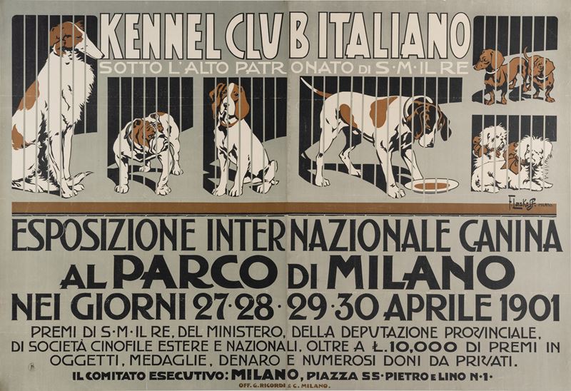 Franz Laskoff : Kennel Club Italiano - Esposizione Internazionale Canina -  Milano  - Auction Vintage Posters - Cambi Casa d'Aste