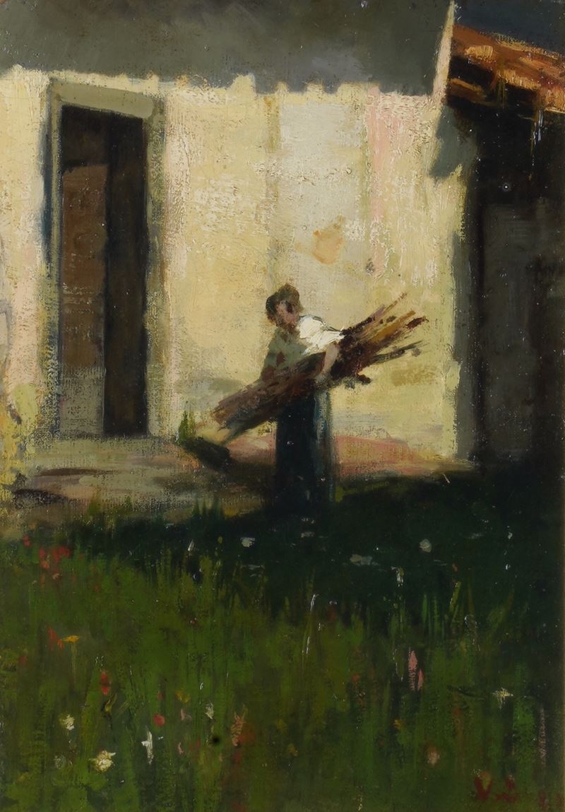 Vincenzo Cabianca : Cascinale con figura  - Auction 19th and 20th Century Paintings - Cambi Casa d'Aste