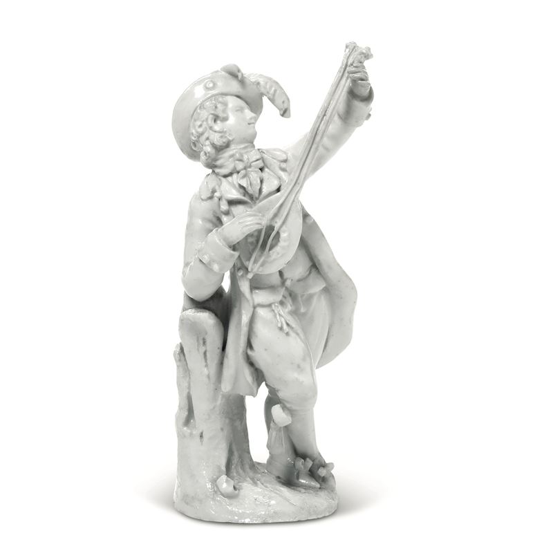 Figurina di suonatore Nove, Manifattura Antonibon, 1762-1781   - Auction Majolica, Porcelain and Venetian Figures of a Venetian Collector - Cambi Casa d'Aste