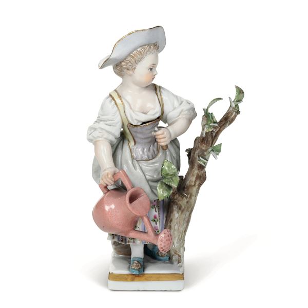 Figurina di bimba giardiniera Meissen, prima metà del XX secolo