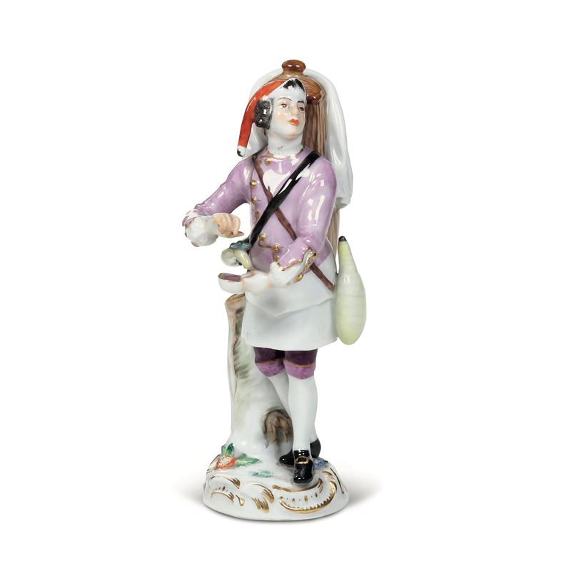 Figurina di venditore di “Vin brulé” Meissen, 1970-1980 circa  - Asta Maioliche, Porcellane e Figure Venete di un Collezionista Veneziano - Cambi Casa d'Aste