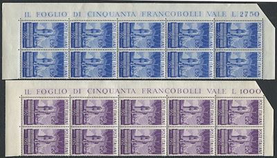 1950, Radiodiffusione, Serie di 2 Valori in Splendidi Blocchi di 10
