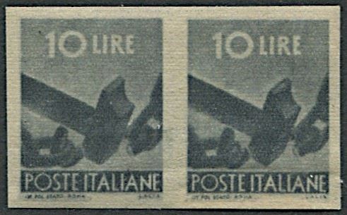 1945/1946, Repubblica italiana, Democratica, Falso dell'Epoca, 10 lire grigio ardesia  - Auction Postal History and Philately - Cambi Casa d'Aste