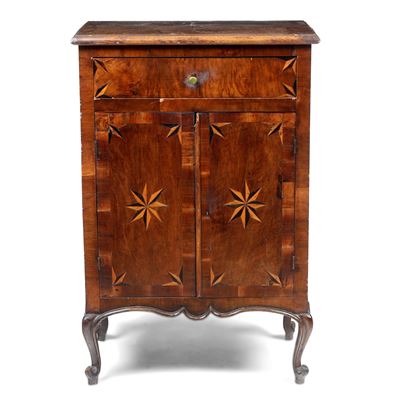 Piccola Credenza Intarsiata a Due Ante. XIX Secolo