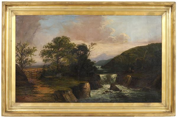 Pittore del XX secolo Paesaggio con fiume