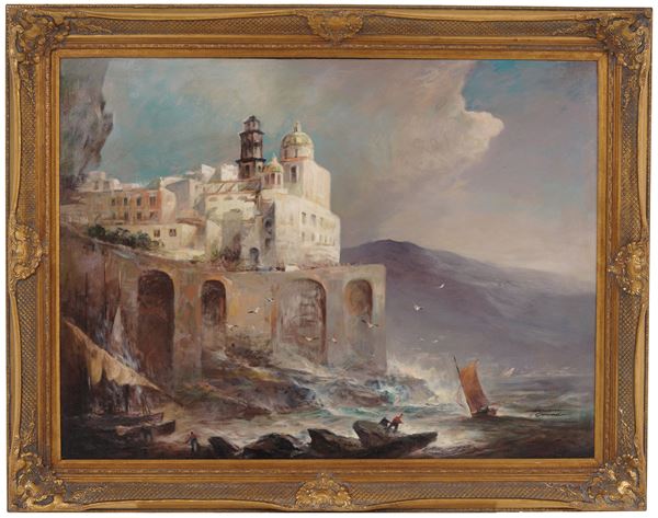 Herman Conrad (Napoli 1935) Amalfi vista dal mare