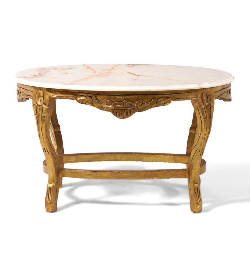 Tavolo in legno intagliato e dorato. XX secolo  - Asta Palazzo Pugliese: Decori in stile antico - Cambi Casa d'Aste