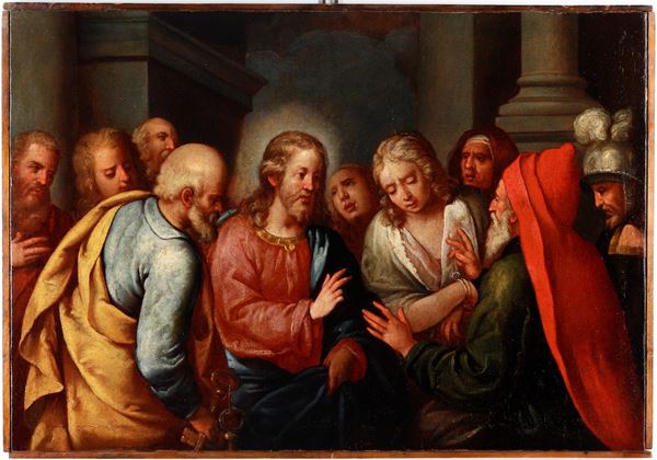 Scuola veneta XVII secolo Cristo e l’adultera