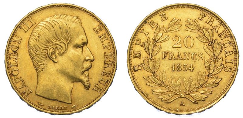 FRANCIA. NAPOLEON III, 1852-1870. 20 Francs 1854. Parigi.  - Asta Numismatica - I - Cambi Casa d'Aste
