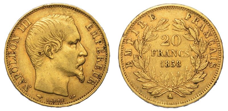 FRANCIA. NAPOLEON III, 1852-1870. 20 Francs 1858. Parigi.  - Asta Numismatica - I - Cambi Casa d'Aste