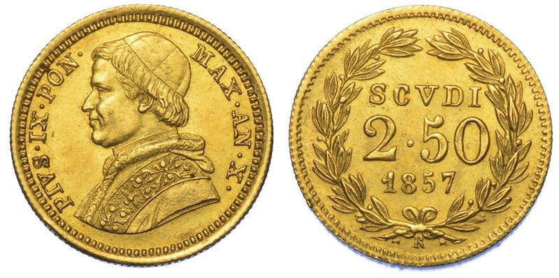 ROMA. PIO IX, 1846-1878. 2,50 Scudi 1857/A. X.  - Asta Numismatica - I - Cambi Casa d'Aste