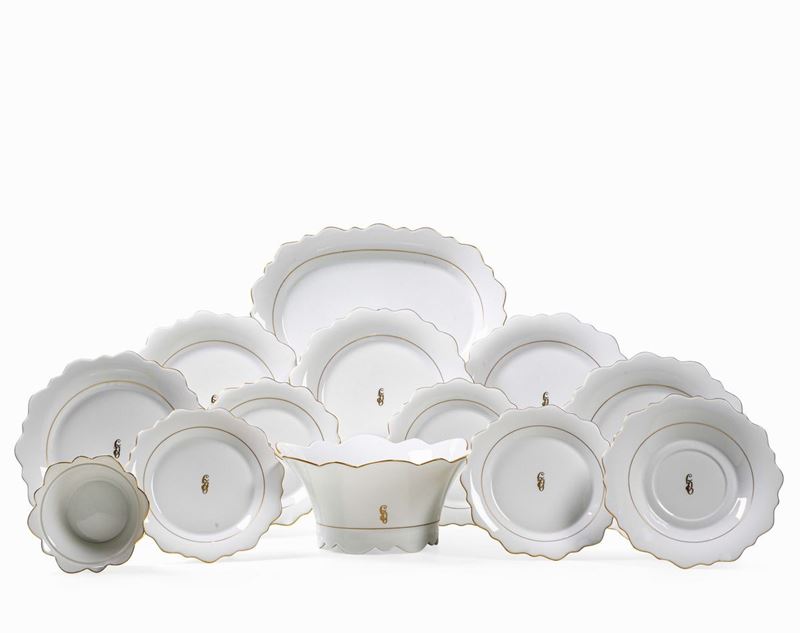 Servizio da tavola “Samoa” con monogramma “LG” Francia, Limoges, Manifattura Jean Louis Coquet, XX secolo  - Asta L'Art de la Table - Cambi Casa d'Aste