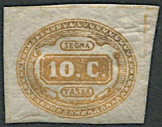 1863, Regno d’Italia, Segnatasse, 10c. arancio (S. 1b)