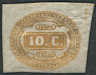 1863, Regno d’Italia, Segnatasse, 10c. arancio (S. 1b)  - Asta Storia Postale e Filatelia - Cambi Casa d'Aste