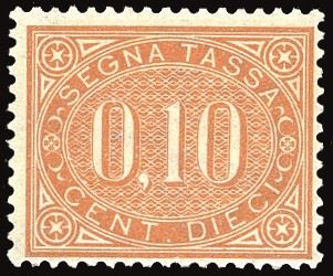 1869, Regno d’Italia, Segnatasse, 10c. bruno arancio  - Asta Filatelia - Cambi Casa d'Aste