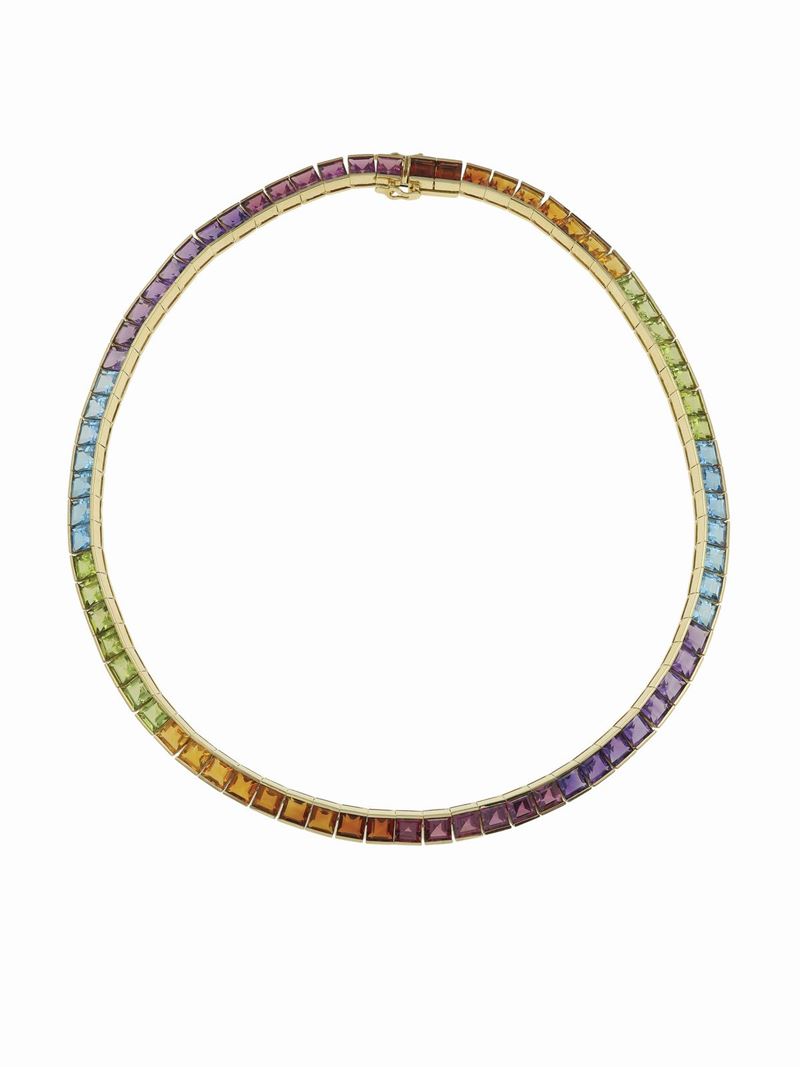 Girocollo con granati, ametiste, topazi azzurri, peridoti e quarzi citrini  - Asta Fine Jewels - Cambi Casa d'Aste