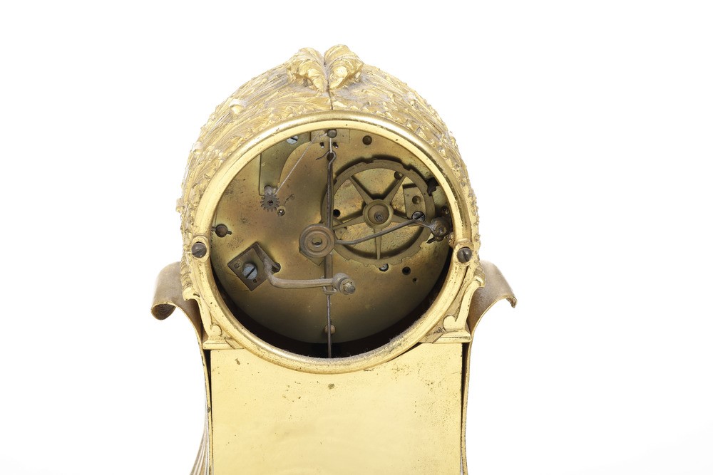Pendola da tavolo in bronzo dorato, Francia XIX secolo