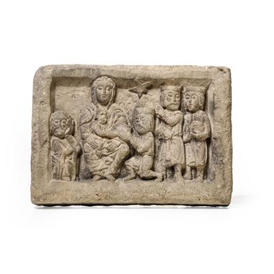 Scultore del XX secolo, Adorazione dei Magi, pietra scolpita