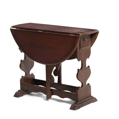 Tavolo in Legno a Bandelle con Gambe Ad Asso di Coppe