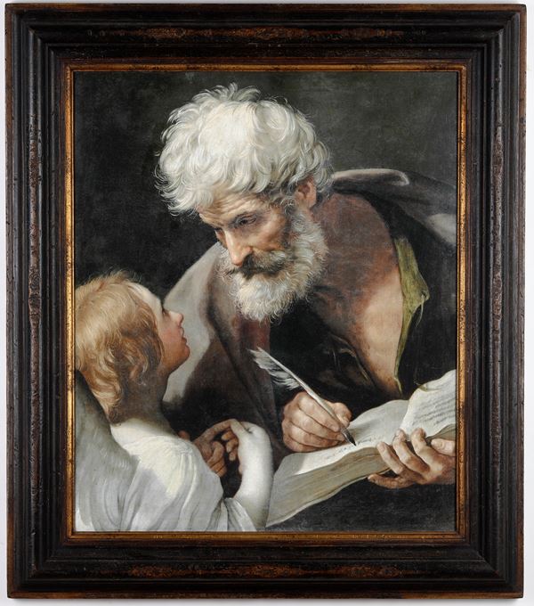 Oleografia da Guido Reni raffigurante San Matteo Evangelista