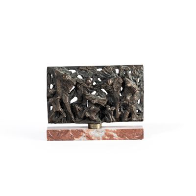 Scultura in bronzo con base in marmo