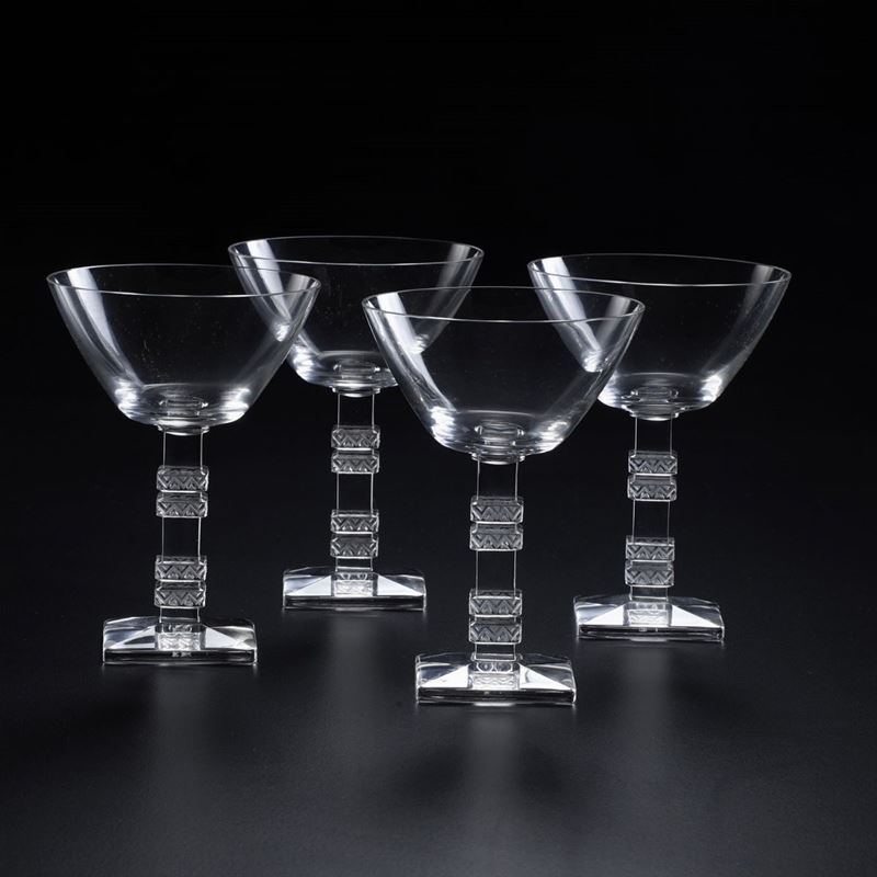 Dodici calici “Argos”  Francia, Manifattura Lalique, metà del XX secolo  - Auction L'Art de la Table - Cambi Casa d'Aste