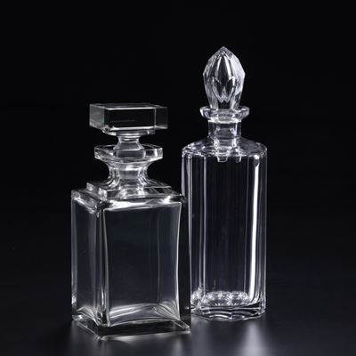 Due Bottiglie da Liquore in Cristallo Liscio