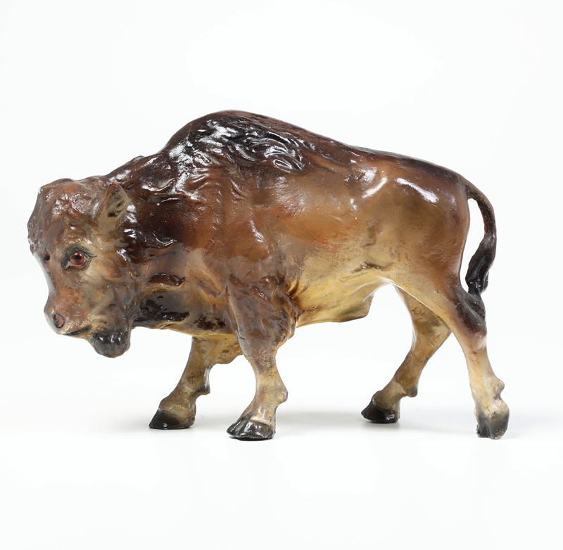 Bufalo in cartapesta dipinta. XIX-XX secolo  - Auction Sculpture - Cambi Casa d'Aste