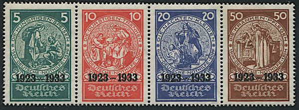 1933, Germania Reich, "Beneficenza”, serie di quattro valori