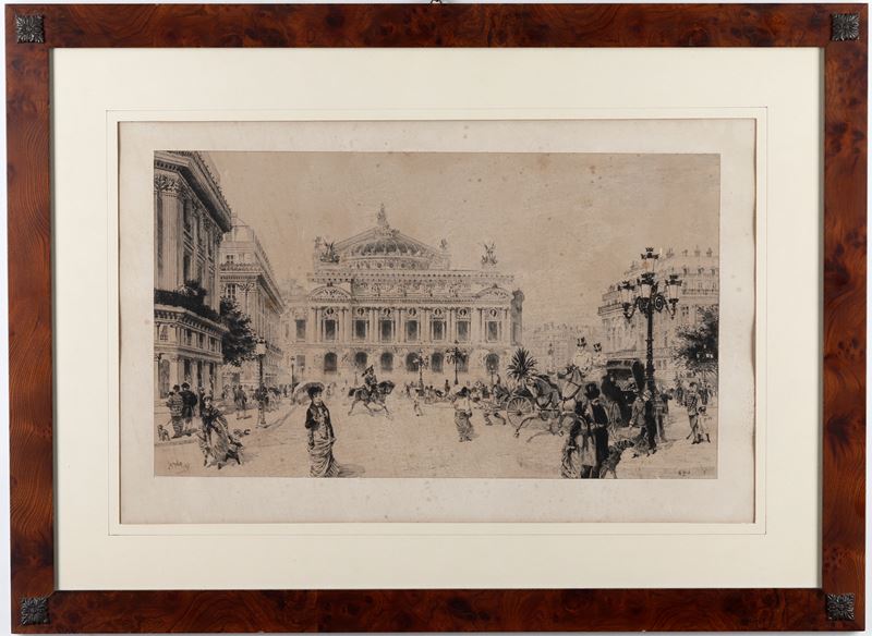 Incisione con veduta di Parigi  - Asta Antiquariato e dipinti - Cambi Casa d'Aste