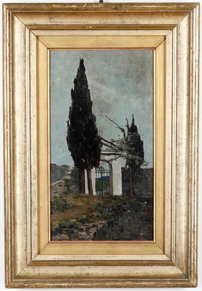 Scuola del XX Secolo Paesaggio con Cipressi