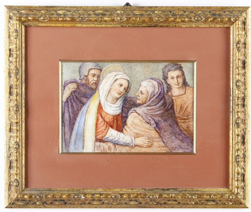 Dipinto a firma Falchero Madonna con figure  - Auction 19th and 20th Century Paintings - Cambi Casa d'Aste
