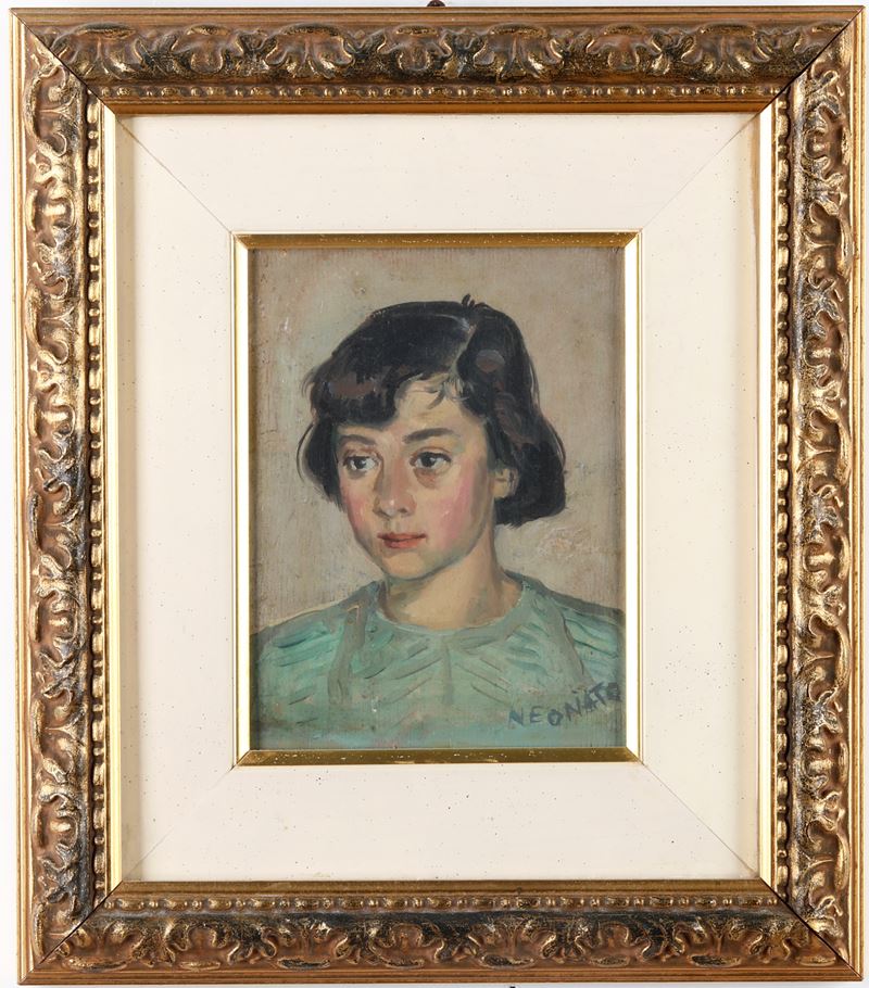 Nicola Neonato : Figura femminile  - olio su tavoletta - Auction Antiques and paintings - Cambi Casa d'Aste