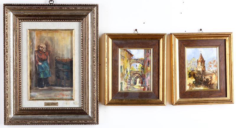 Lia Meini, tre piccoli dipinti  - Asta Antiquariato e dipinti - Cambi Casa d'Aste