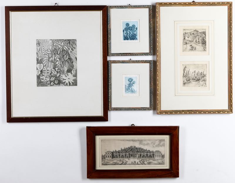 Lotto di sei stampe diverse, in cinque cornici  - Auction Antiques and paintings - Cambi Casa d'Aste