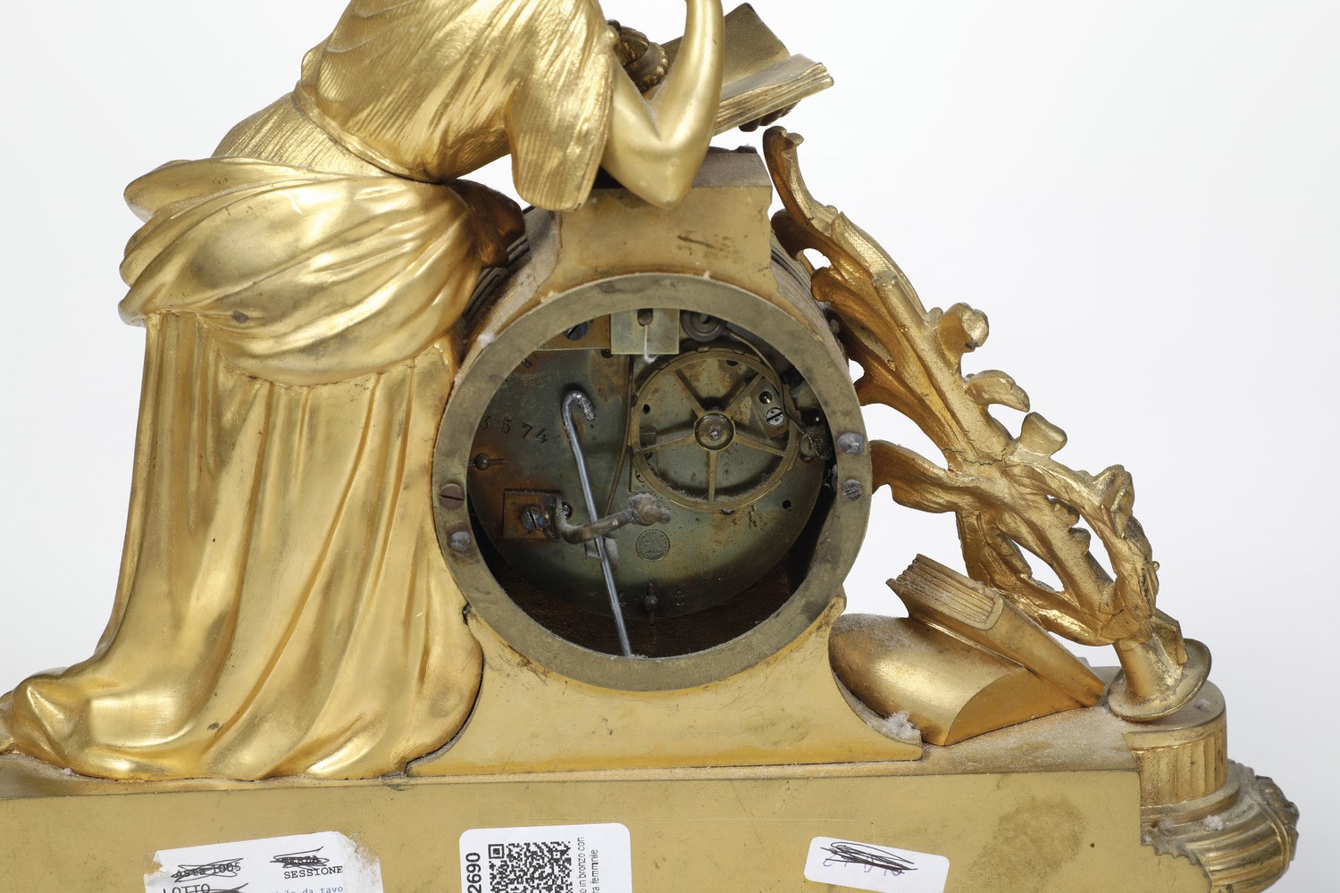 Pendola da Tavolo con Cassa in Bronzo Dorato. XX Secolo