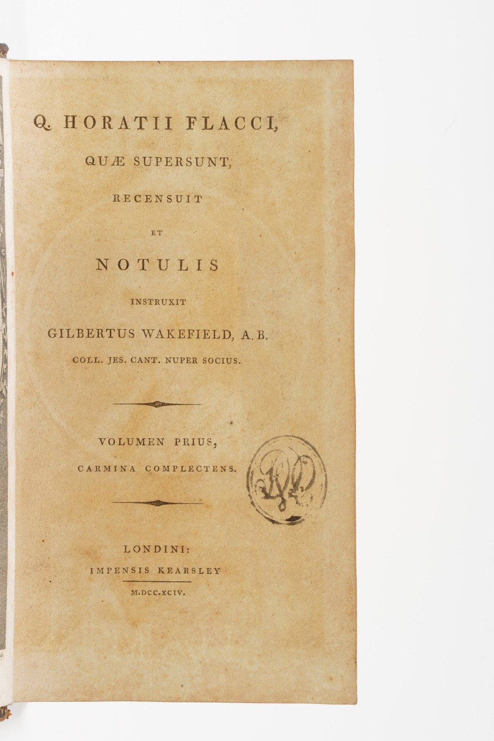 Quinto Orazio Flacco. Q. Horatii Flacci, Quae Supersunt, Recensuit Et Notulis Instruxit Gilbertus...