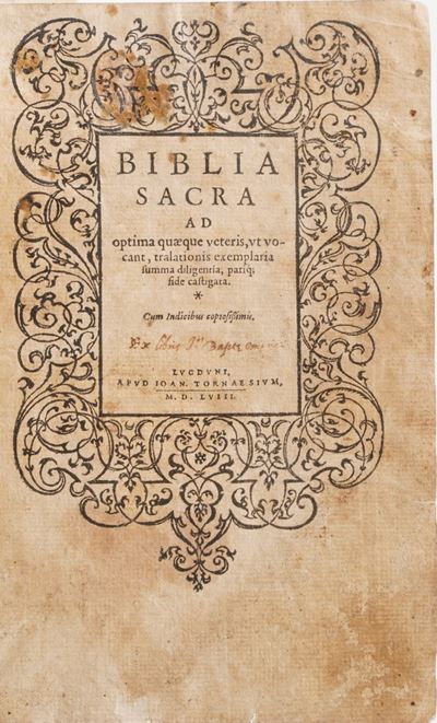 Bibbia Sacra. Bibbia Sacra Ad Optima Quaeque Veteris, Ut Vocant, Tralationis Exemplaria...lugduni...