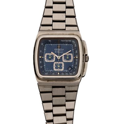 El Primero Automatic in Acciaio, Cronografo Tre Contatori, Quadrante Blu e Cassa Tv, 36x38 MM