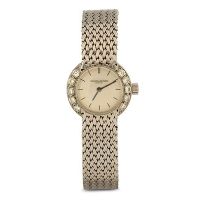 Orologio Lady in Oro Bianco con Ghiera in Brillanti, Carica Manuale, Quadrante Argentè, 22 MM