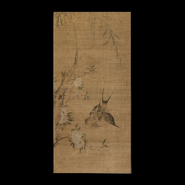 Scroll su carta a decoro di fiori e uccelli, Cina, Dinastia Qing, XIX secolo