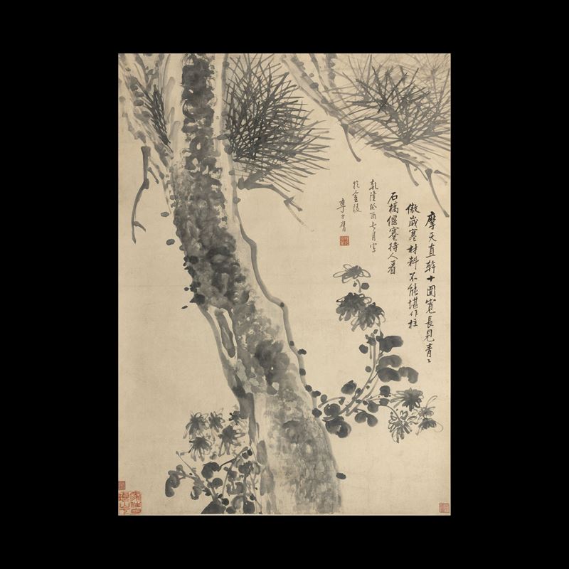 Scroll su carta a decoro di albero e iscrizioni, firmato Li Fangying (1696-1755)  - Asta Fine Chinese Works of Art - Cambi Casa d'Aste