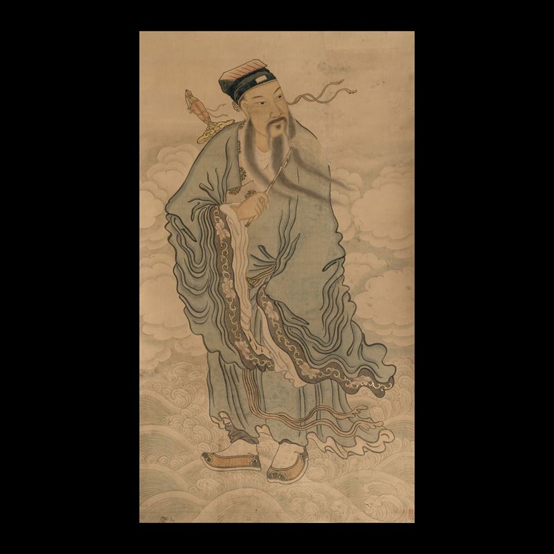 Scroll su carta con saggio tra nuvole, Cina, Dinastia Qing, XIX secolo  - Asta Fine Chinese Works of Art - Cambi Casa d'Aste