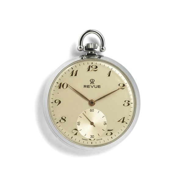 Dress Watch in acciaio, quadrante argentè con numeri Breguet applicati e piccoli secondi al sei, movimento con scappamento ad ancora, con scatola originale<BR>45,5 mm