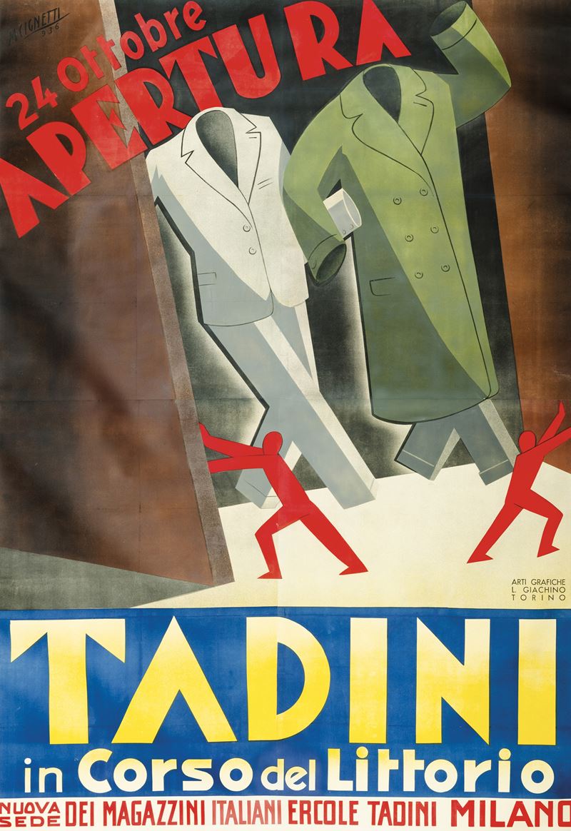 Marcello Cignetti : Magazzini Italiani Ercole Tadini - Milano  - Auction Vintage Posters - Cambi Casa d'Aste